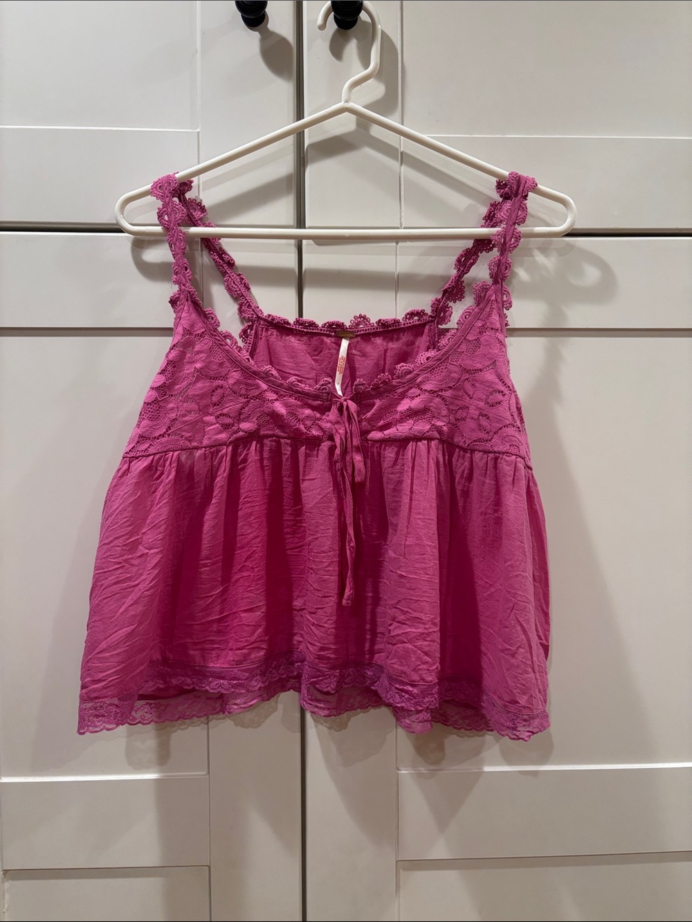 Free People Fuchsia Lace-Trim Camisole Tank